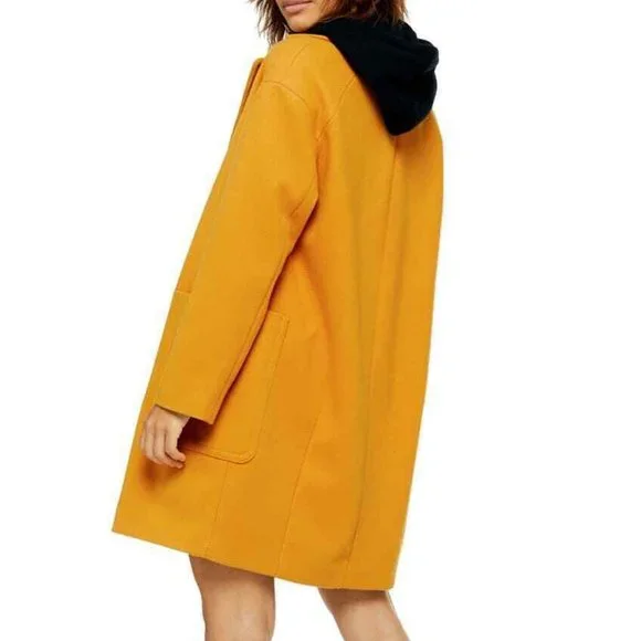 TOPSHOP Carly Slouch Coat Mustard Yellow NEW Sz 10 - Picture 3 of 8
